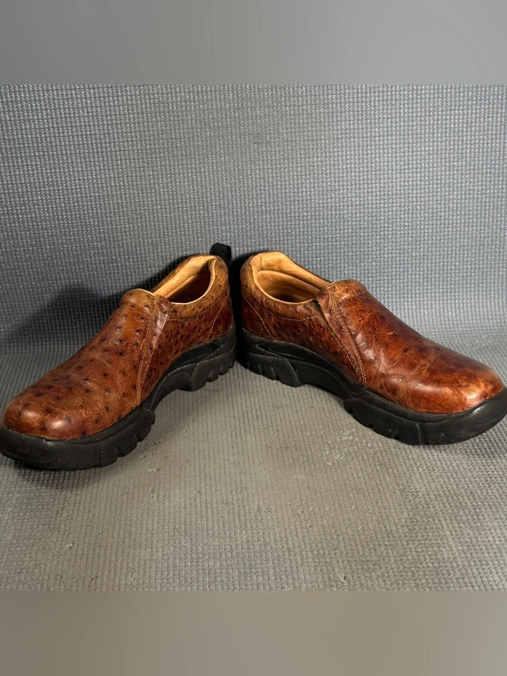 Roper Faux Ostrich Performance Slip On Brown Casual‎ Shoes Men’s Size 11